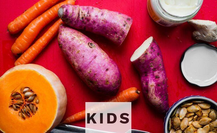 sweet potato, carrots, and squash