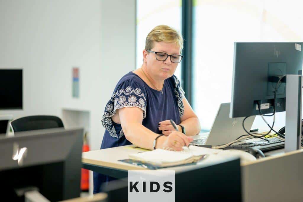 a person sitting at a desk